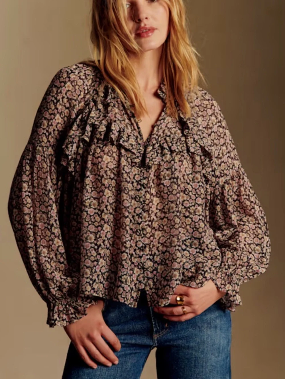 Sezane “Shansa” blouse in meadow print, size 6. New without tags - Picture 1 of 2